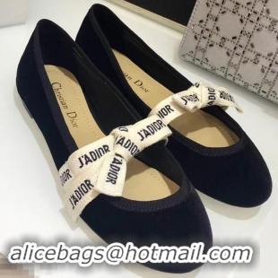 Shop Miss Dior J'Adior And Bow Ribbon Ballet Pumps Velvet CD2004 Black 2019