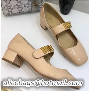 Low Price Dior Heel 3cm Baby-D Ballet Pumps Patent CD2012 Apricot 2019