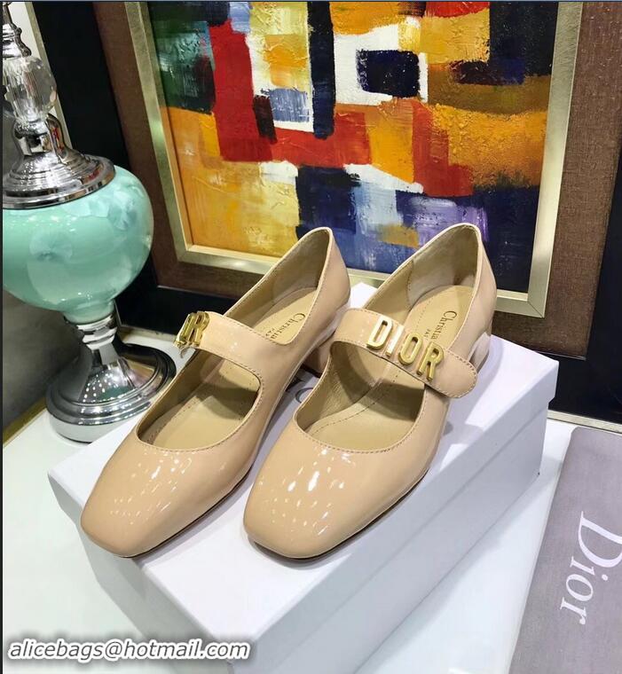 Low Price Dior Heel 3cm Baby-D Ballet Pumps Patent CD2012 Apricot 2019