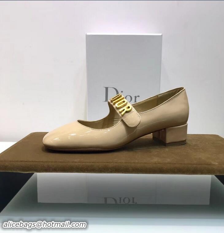 Low Price Dior Heel 3cm Baby-D Ballet Pumps Patent CD2012 Apricot 2019