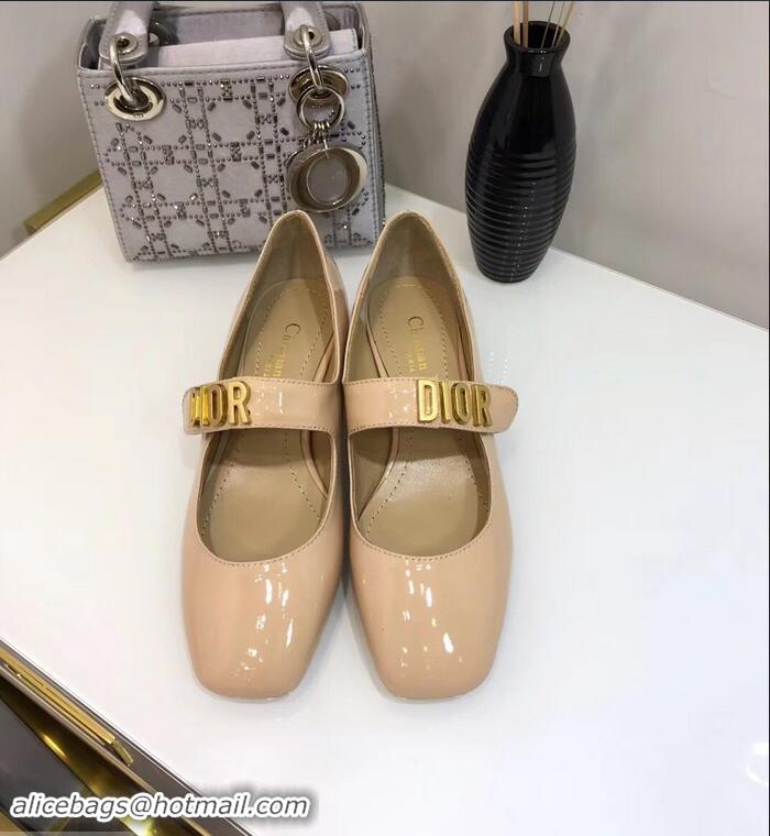 Low Price Dior Heel 3cm Baby-D Ballet Pumps Patent CD2012 Apricot 2019