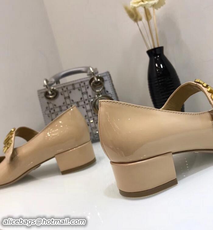 Low Price Dior Heel 3cm Baby-D Ballet Pumps Patent CD2012 Apricot 2019