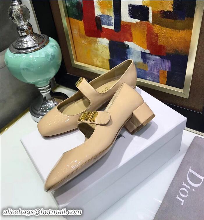 Low Price Dior Heel 3cm Baby-D Ballet Pumps Patent CD2012 Apricot 2019