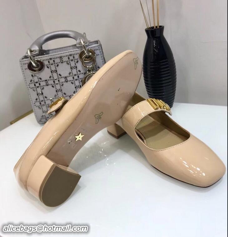 Low Price Dior Heel 3cm Baby-D Ballet Pumps Patent CD2012 Apricot 2019