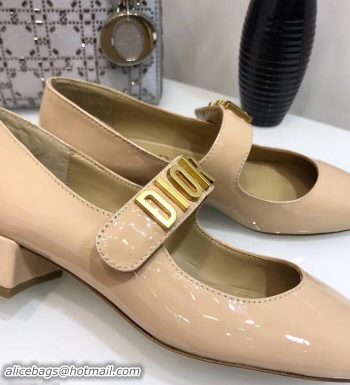 Low Price Dior Heel 3cm Baby-D Ballet Pumps Patent CD2012 Apricot 2019