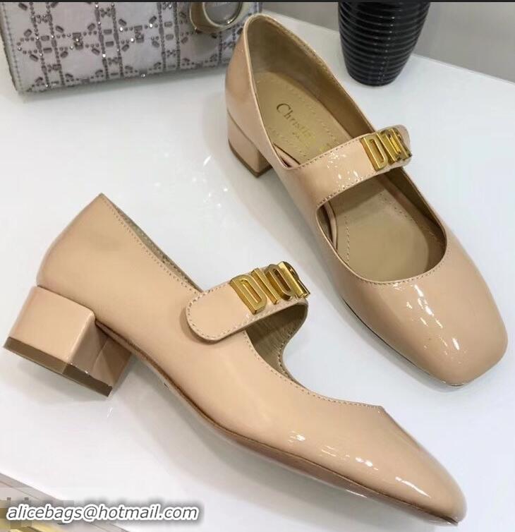 Low Price Dior Heel 3cm Baby-D Ballet Pumps Patent CD2012 Apricot 2019