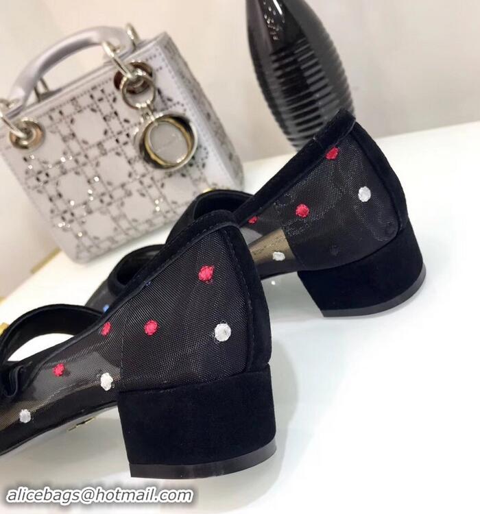 Low Price Dior Heel 3cm Baby-D Ballet Pumps Multi-colored Polka Dots CD2015 Black Tulle 2019