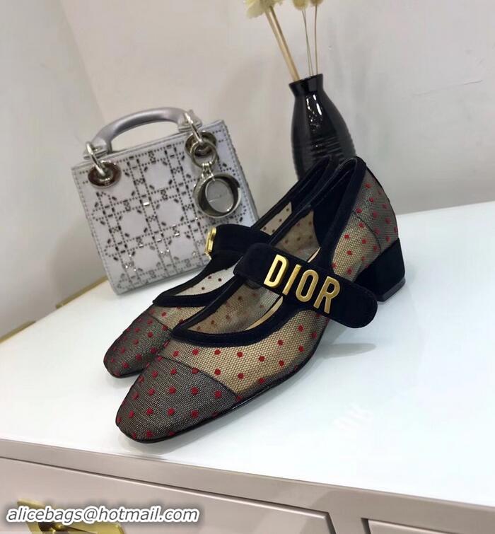 Grade Dior Heel 3cm Baby-D Ballet Pumps Red Dotted Swiss CD2016 Black Tulle 2019