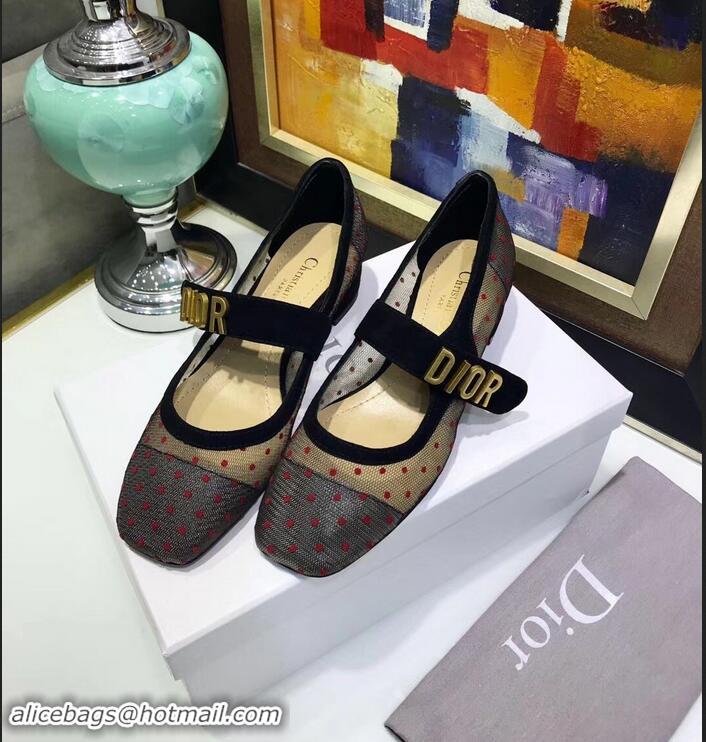 Specials Dior Heel 3cm Baby-D Ballet Pumps Dotted Swiss CD2000 Black Tulle 2019