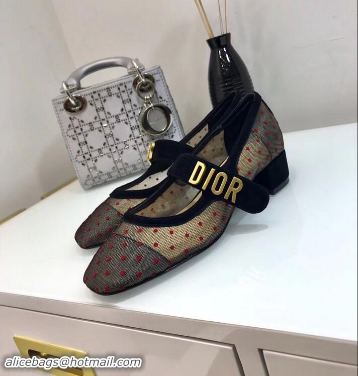 Specials Dior Heel 3cm Baby-D Ballet Pumps Dotted Swiss CD2000 Black Tulle 2019