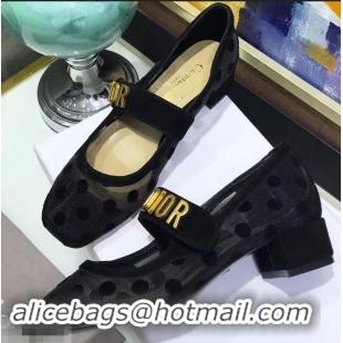 Discount Dior Heel 3cm Baby-D Ballet Pumps Polka Dots CD2009 Black Tulle 2019