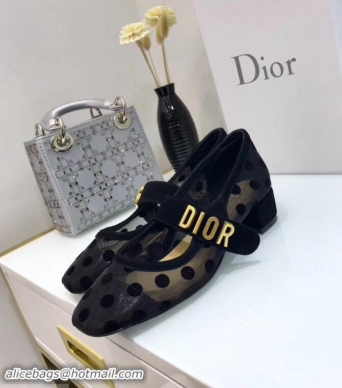 Discount Dior Heel 3cm Baby-D Ballet Pumps Polka Dots CD2009 Black Tulle 2019