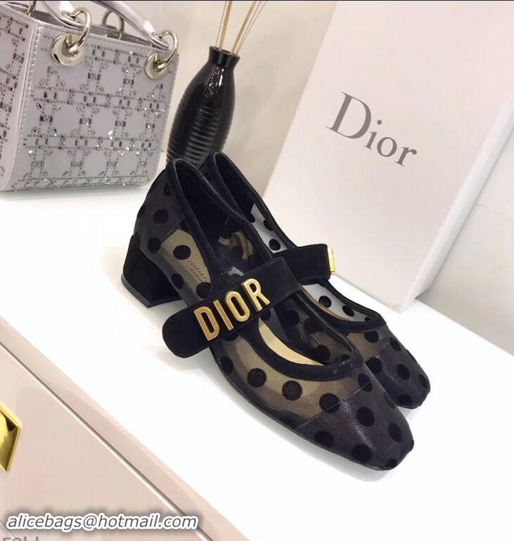 Discount Dior Heel 3cm Baby-D Ballet Pumps Polka Dots CD2009 Black Tulle 2019