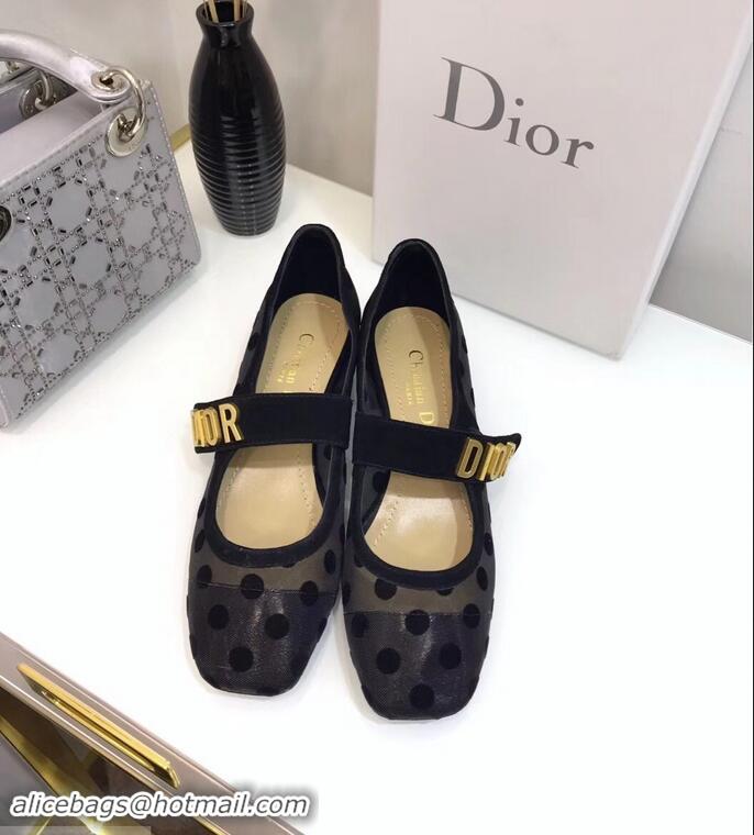 Discount Dior Heel 3cm Baby-D Ballet Pumps Polka Dots CD2009 Black Tulle 2019