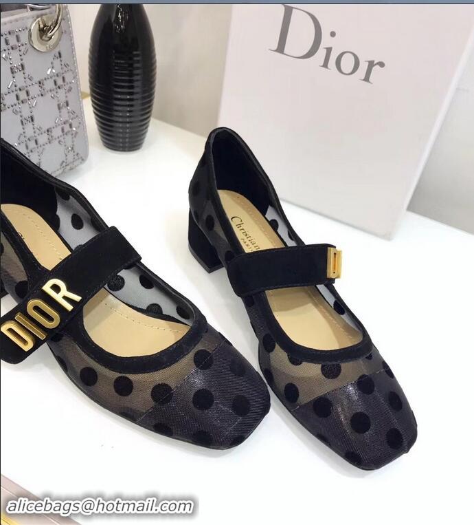 Discount Dior Heel 3cm Baby-D Ballet Pumps Polka Dots CD2009 Black Tulle 2019