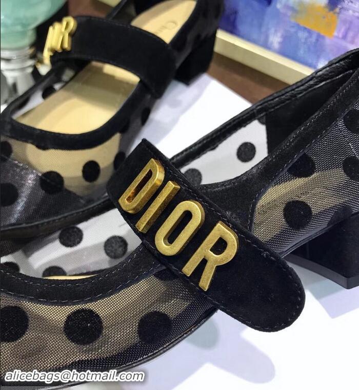 Discount Dior Heel 3cm Baby-D Ballet Pumps Polka Dots CD2009 Black Tulle 2019