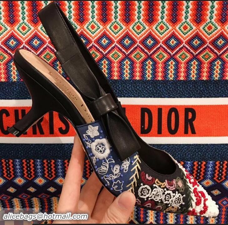 Imitation Dior Heel 6.5cm Embroidered Slingback Pumps High-Heeled Shoe CD1314 2019