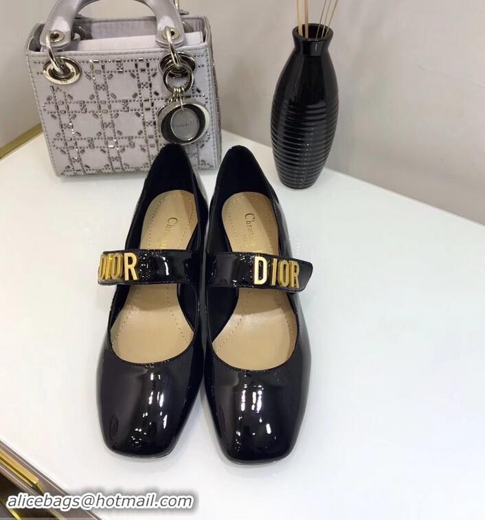 Buy Luxury Dior Heel 5cm Baby-D Ballet Pumps Patent CD2003 Black 2019