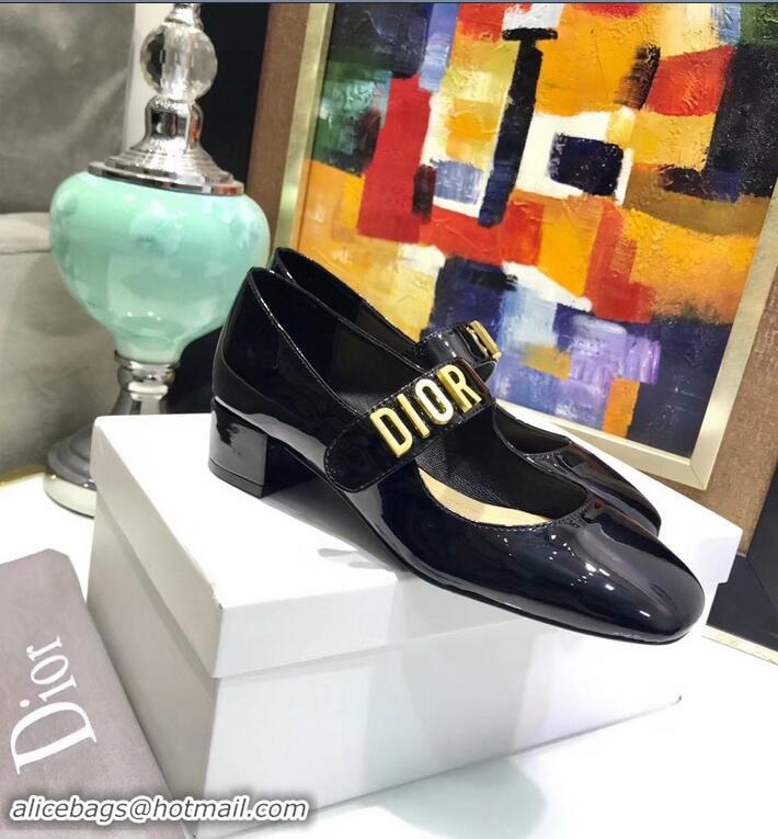 Buy Luxury Dior Heel 5cm Baby-D Ballet Pumps Patent CD2003 Black 2019