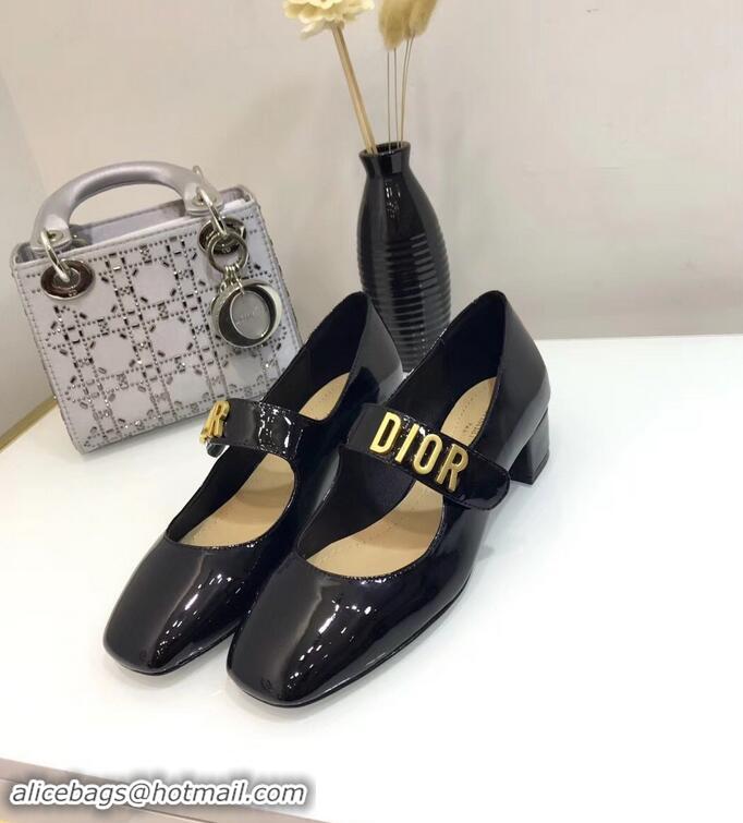 Buy Luxury Dior Heel 5cm Baby-D Ballet Pumps Patent CD2003 Black 2019