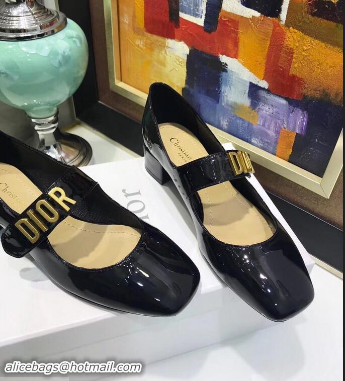 Buy Luxury Dior Heel 5cm Baby-D Ballet Pumps Patent CD2003 Black 2019