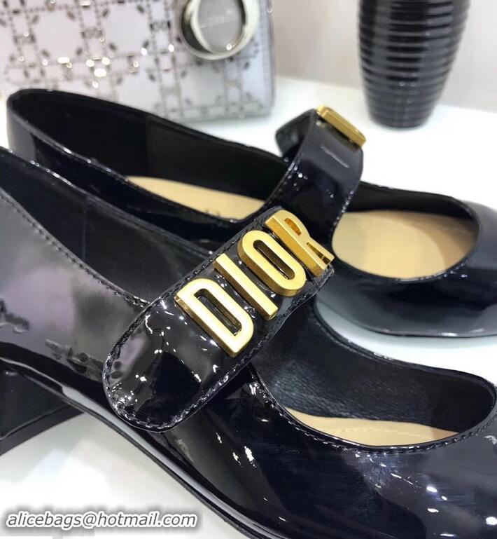 Buy Luxury Dior Heel 5cm Baby-D Ballet Pumps Patent CD2003 Black 2019