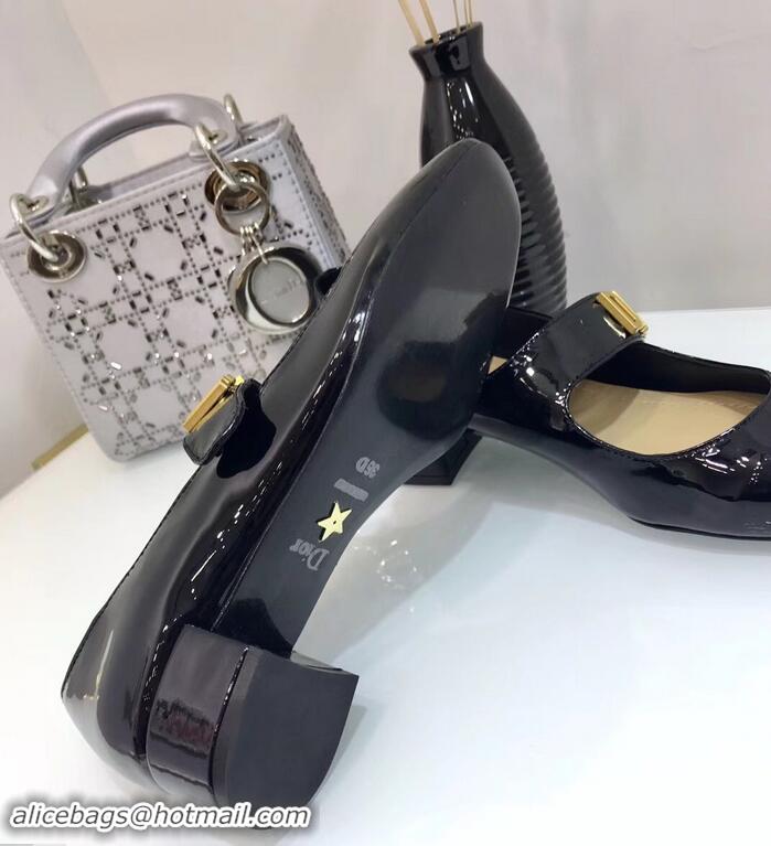 Buy Luxury Dior Heel 5cm Baby-D Ballet Pumps Patent CD2003 Black 2019