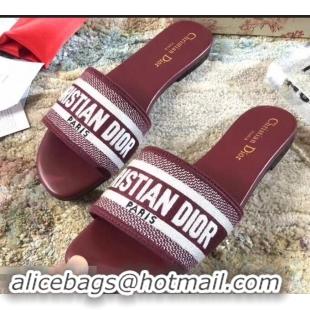 Cheapest Dior Woven Logo Dway Mules Slipper Sandals CD1801 Burgundy 2019