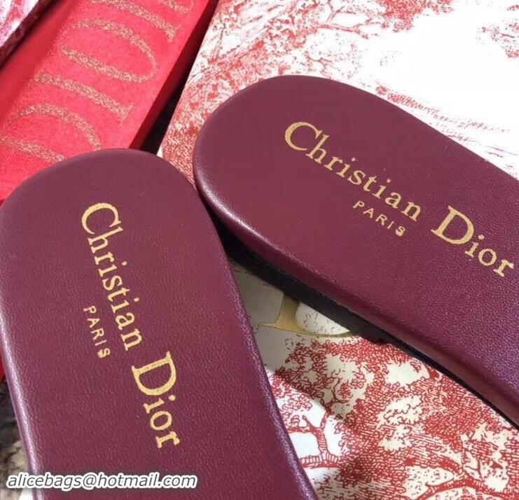 Cheapest Dior Woven Logo Dway Mules Slipper Sandals CD1801 Burgundy 2019