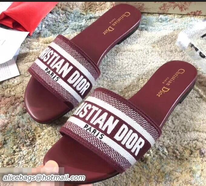 Cheapest Dior Woven Logo Dway Mules Slipper Sandals CD1801 Burgundy 2019