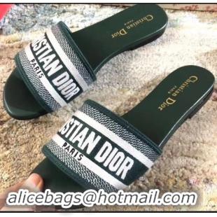 Imitation Dior Woven Logo Dway Mules Slipper Sandals CD1802 Green 2019