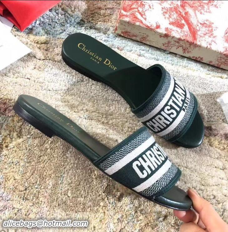 Imitation Dior Woven Logo Dway Mules Slipper Sandals CD1802 Green 2019