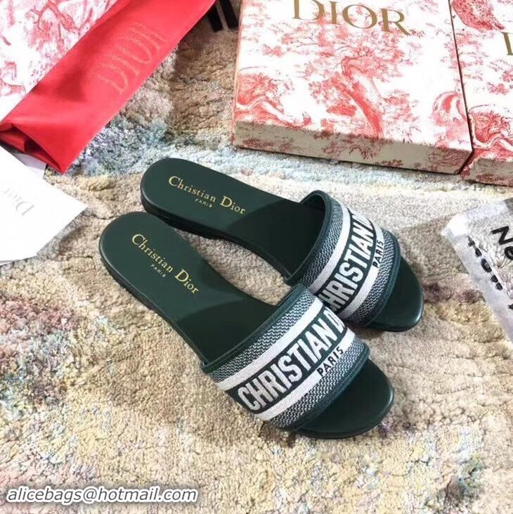 Imitation Dior Woven Logo Dway Mules Slipper Sandals CD1802 Green 2019