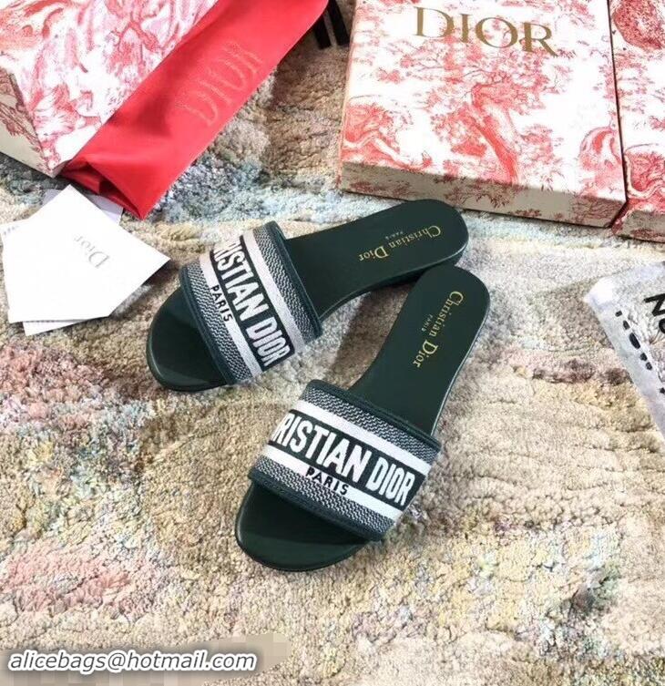 Imitation Dior Woven Logo Dway Mules Slipper Sandals CD1802 Green 2019