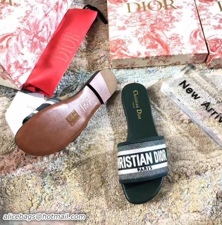 Imitation Dior Woven Logo Dway Mules Slipper Sandals CD1802 Green 2019