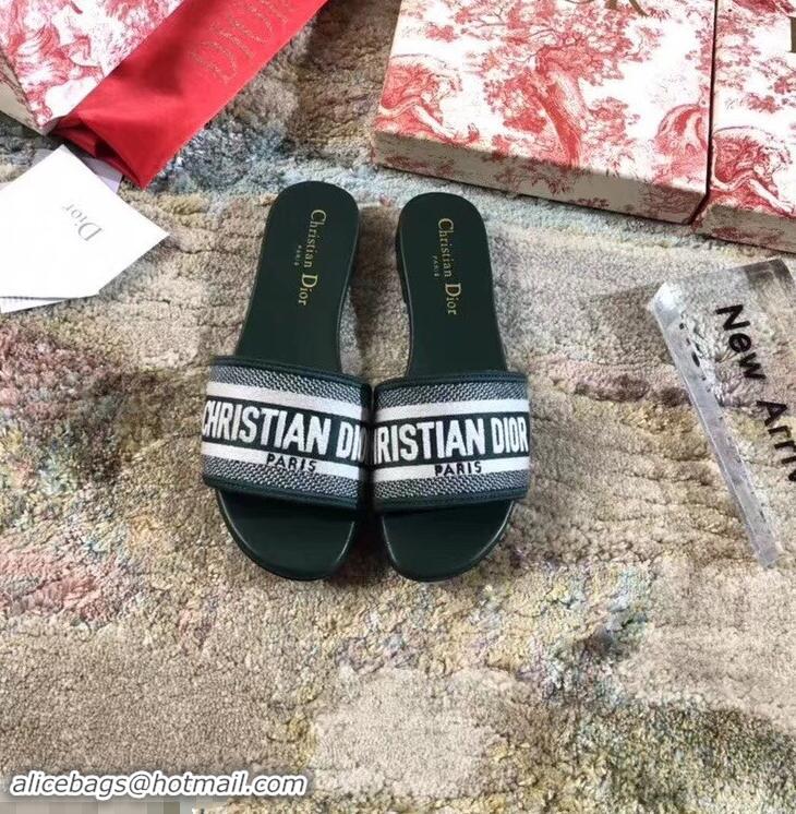 Imitation Dior Woven Logo Dway Mules Slipper Sandals CD1802 Green 2019