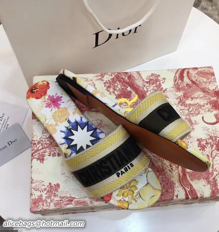 High Quality Dior Woven Logo Print Dway Mules Slipper Sandals CD1803 2019