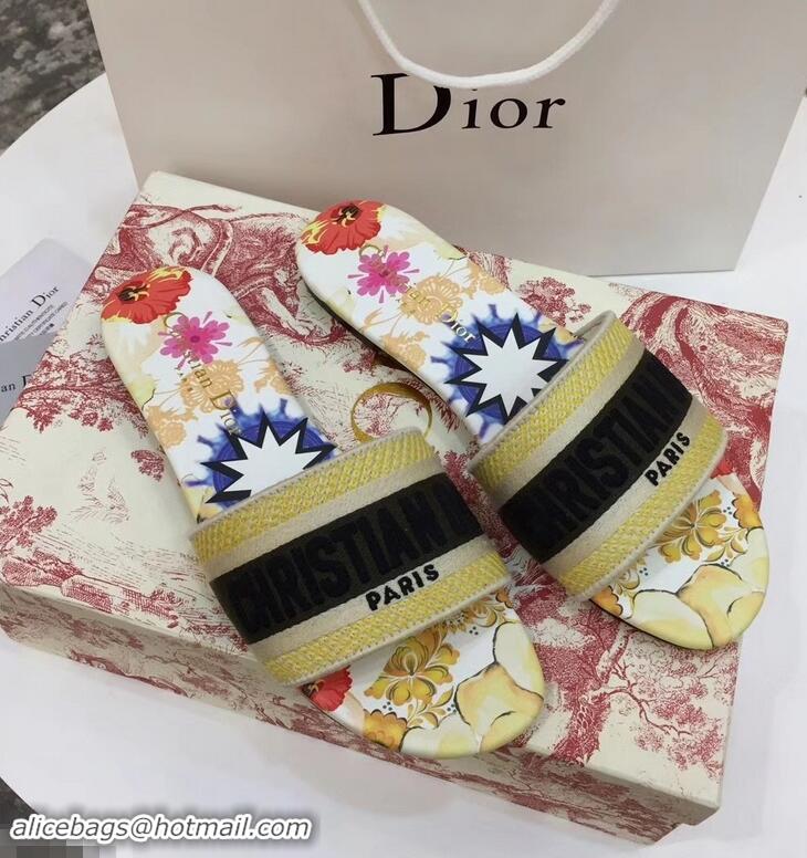 High Quality Dior Woven Logo Print Dway Mules Slipper Sandals CD1803 2019