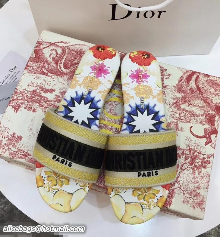 High Quality Dior Woven Logo Print Dway Mules Slipper Sandals CD1803 2019