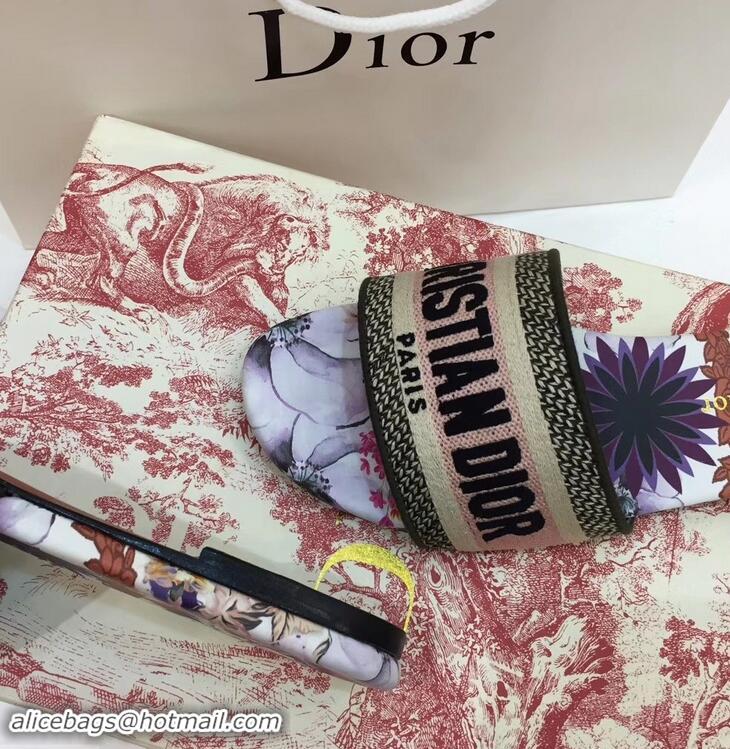 Spot Imitation Dior Woven Logo Print Dway Mules Slipper Sandals CD1805 2019