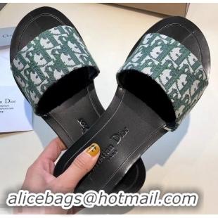 Buy Cheap Dior Obliuqe Jacquard Canvas Dway Mules Slipper Sandals CD1806 Green 2019