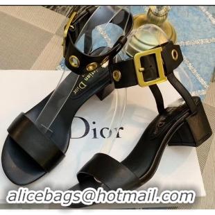 Wholesale Dior Heel 5.5cm D-Dior Calfskin Leather Sandals CD0801 Black 2019