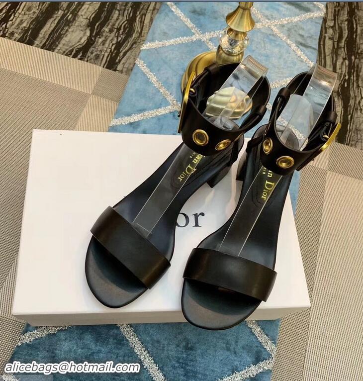 Wholesale Dior Heel 5.5cm D-Dior Calfskin Leather Sandals CD0801 Black 2019