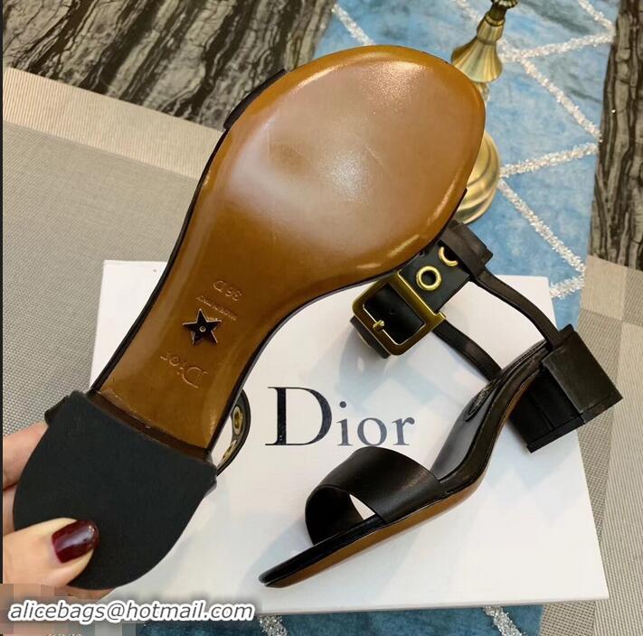 Wholesale Dior Heel 5.5cm D-Dior Calfskin Leather Sandals CD0801 Black 2019