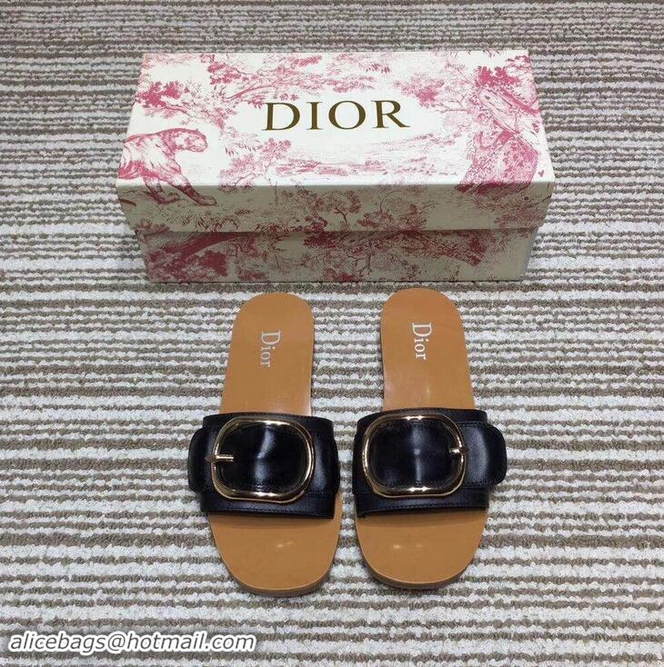 Best Price Dior Mules Slipper Sandals Calfskin Leather CD0807 Black 2019