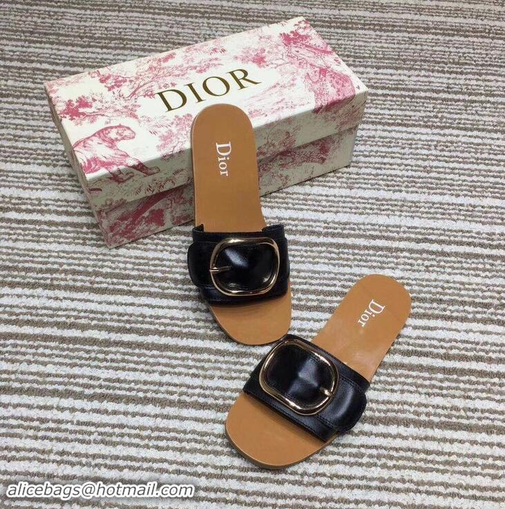 Best Price Dior Mules Slipper Sandals Calfskin Leather CD0807 Black 2019