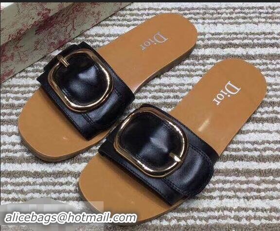 Best Price Dior Mules Slipper Sandals Calfskin Leather CD0807 Black 2019