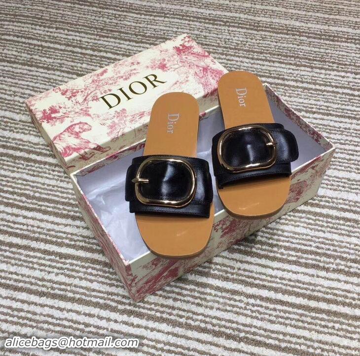 Best Price Dior Mules Slipper Sandals Calfskin Leather CD0807 Black 2019