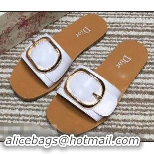 Fashion Show Collections Dior Mules Slipper Sandals Calfskin Leather CD0807 White 2019