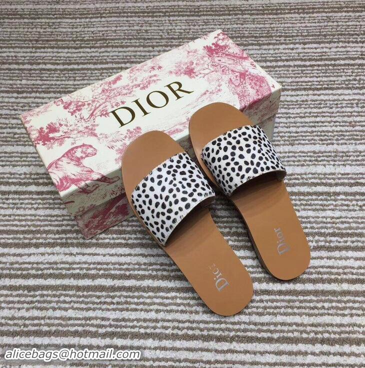 Buy Cheap Dior Mules Slipper Sandals Calfskin Leather CD0807 Black/White 2019